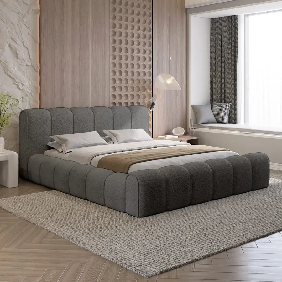 Adell 140 x 200 cm Gestoffeerd Bed Donkergrijs Adell 140 x 200 cm Gestoffeerd Bed Donkergrijs