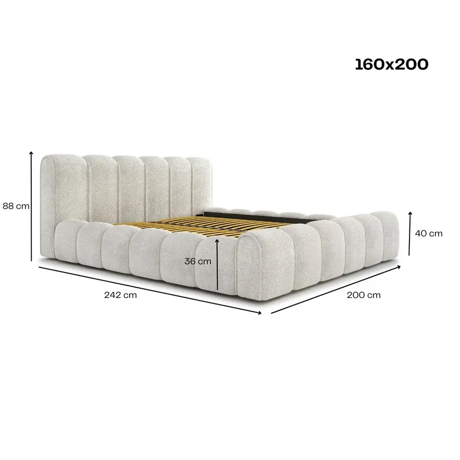 Adell 160 x 200 cm Gestoffeerd Bed Beige Adell 160 x 200 cm Gestoffeerd Bed Beige