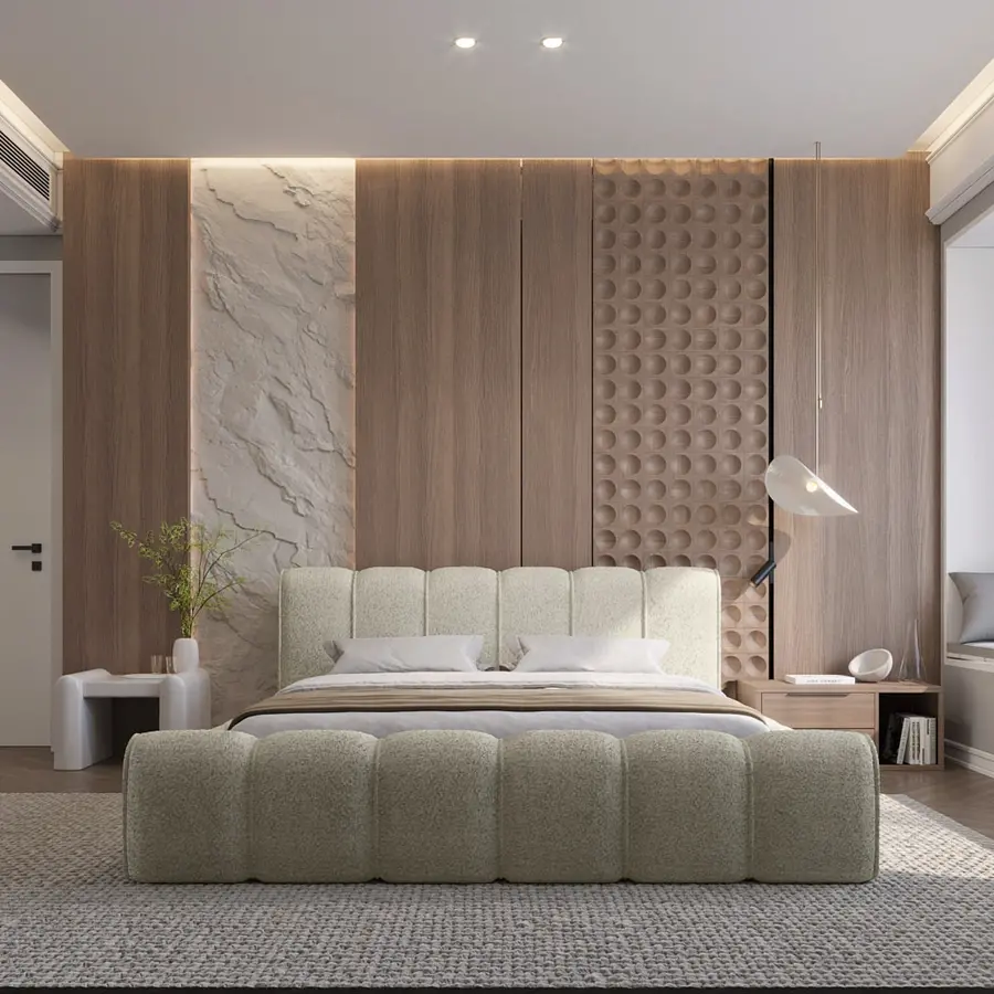 Adell 140 x 200 cm Gestoffeerd Bed Beige Adell 140 x 200 cm Gestoffeerd Bed Beige