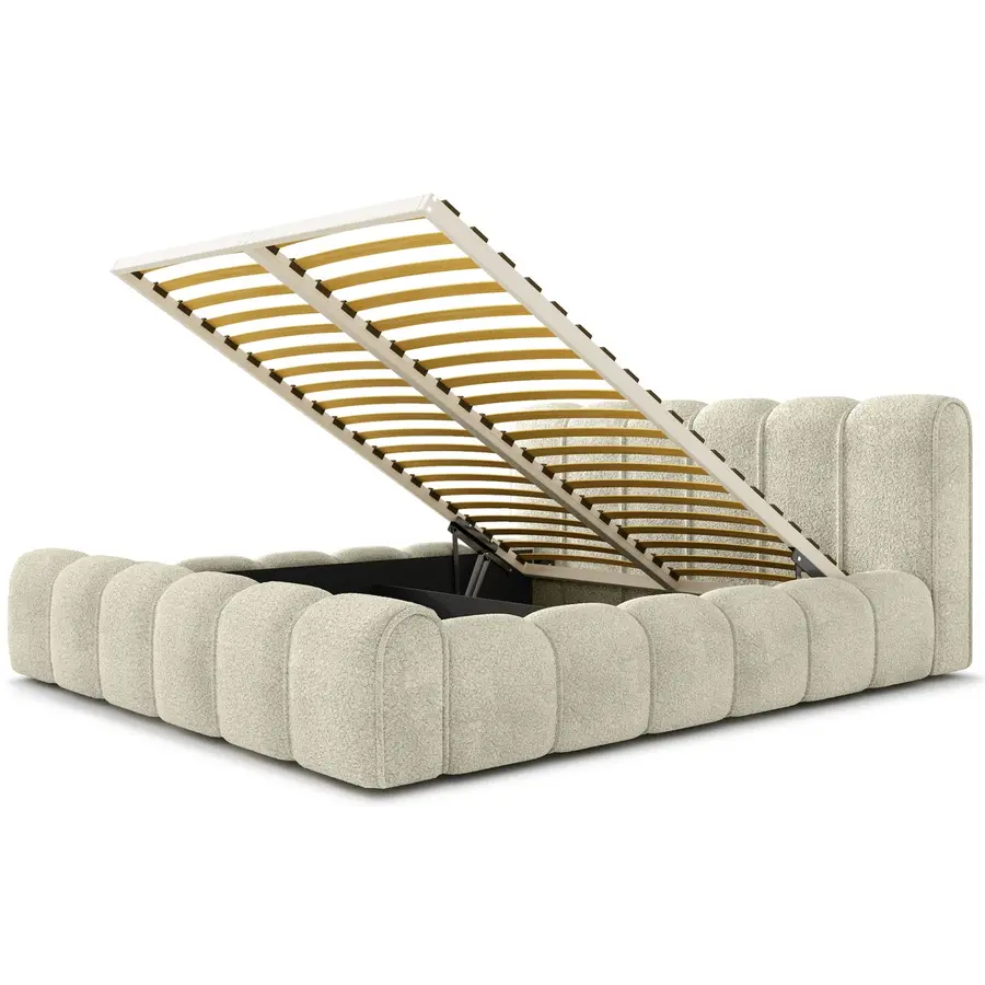 Adell 140 x 200 cm Gestoffeerd Bed Beige Adell 140 x 200 cm Gestoffeerd Bed Beige