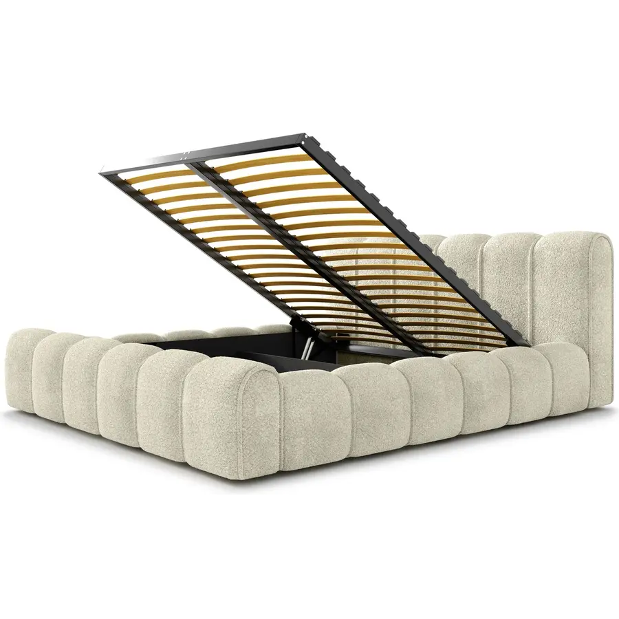 Adell 160 x 200 cm Gestoffeerd Bed Beige Adell 160 x 200 cm Gestoffeerd Bed Beige