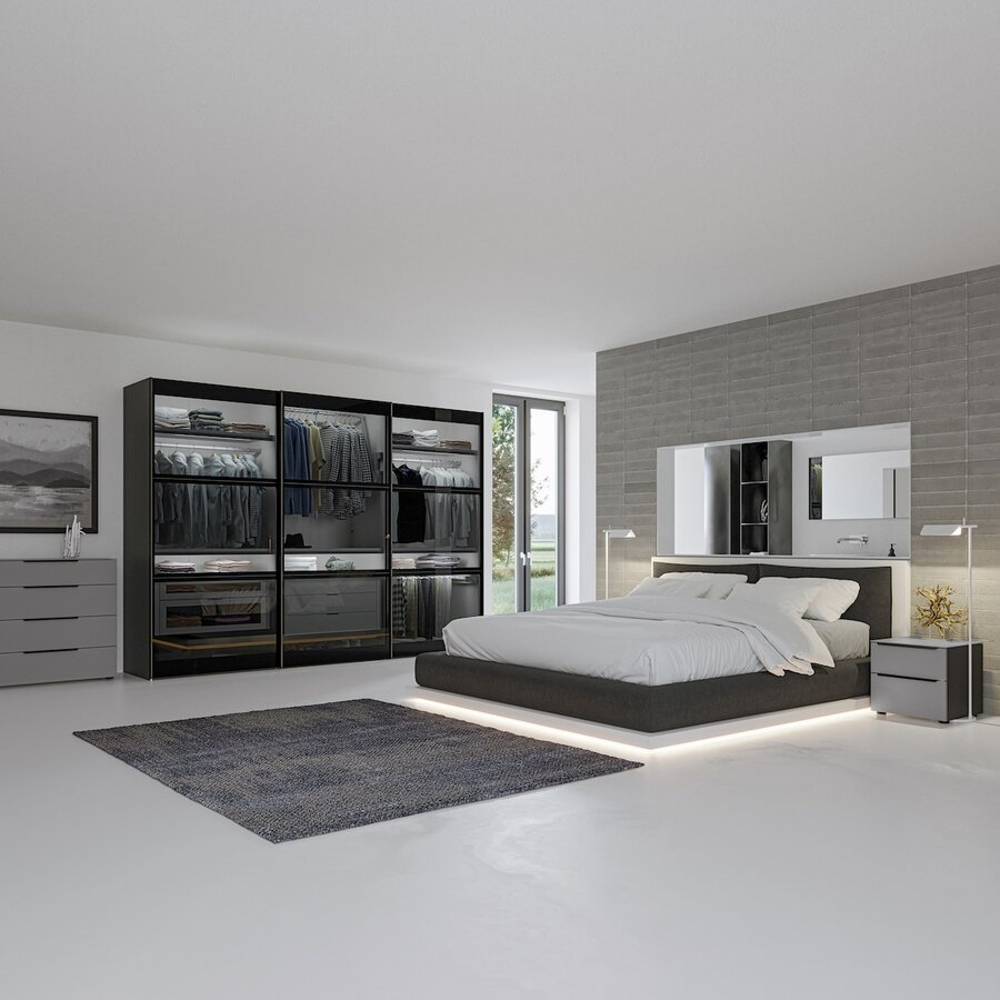 Donker Rookglas Schuifdeurkast 303 cm