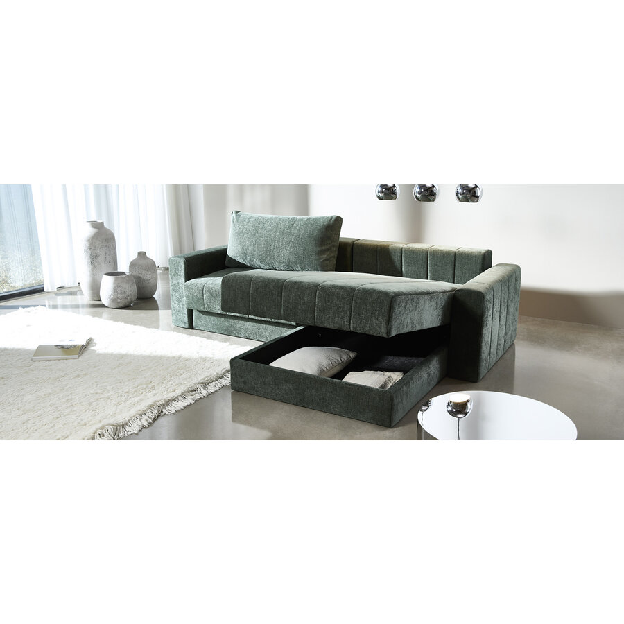 Akello Dennengroen Slaapbank met Chaise Longue en Armleuning Akello Dennengroen Slaapbank met Chaise Longue en Armleuning