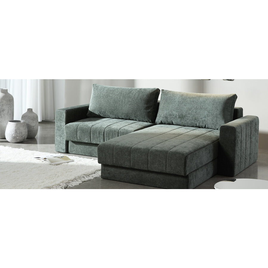 Akello Dennengroen Slaapbank met Chaise Longue en Armleuning Akello Dennengroen Slaapbank met Chaise Longue en Armleuning