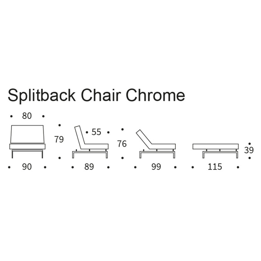 Splitback Slaapstoel Gebroken Wit / Chroom Splitback Slaapstoel Gebroken Wit / Chroom