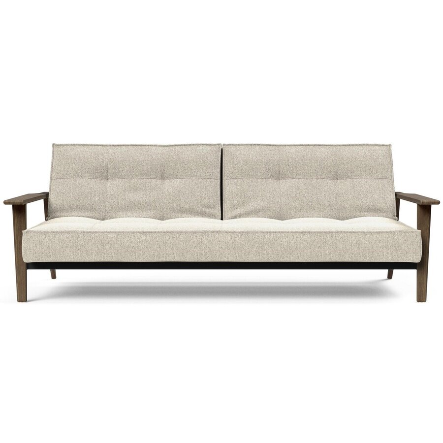 Splitback Slaapbank Gebroken Wit / Gerookt Eiken