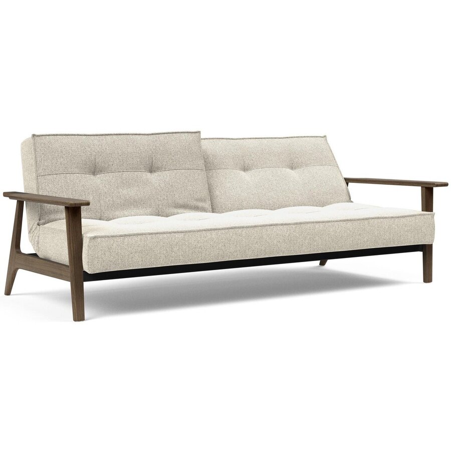 Splitback Slaapbank Gebroken Wit / Gerookt Eiken