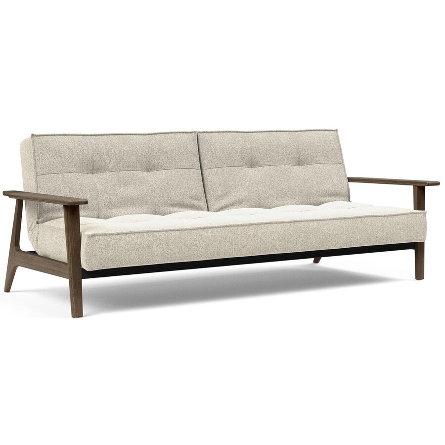 Splitback Slaapbank Gebroken Wit / Gerookt Eiken