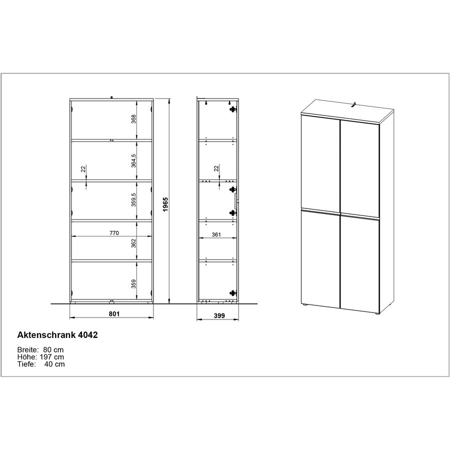 Bedano Grafiet Kantoorkast Hoog 197 cm Bedano Grafiet Kantoorkast Hoog 197 cm