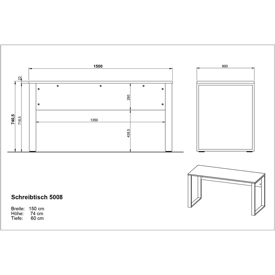 Adrano Bureautafel Grafiet / Zwart Adrano Bureautafel Grafiet / Zwart