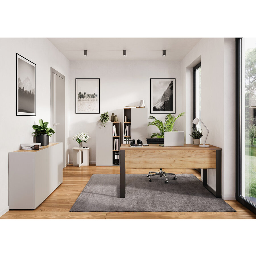 Adrano Cashmere / Eiken Kantoorkast H110 cm