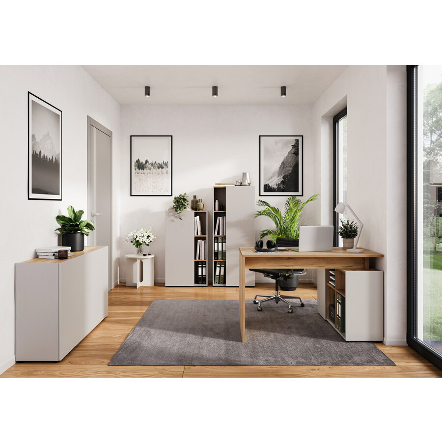 Adrano Hoekbureau met Kast Cashmere/Eiken