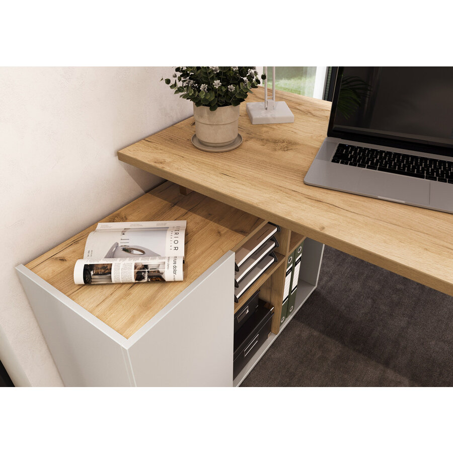 Adrano Hoekbureau met Kast Cashmere/Eiken