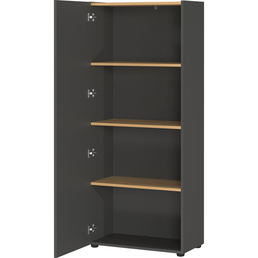 Adrano Grafiet / Eiken Kantoorkast H145 cm Adrano Grafiet / Eiken Kantoorkast H145 cm