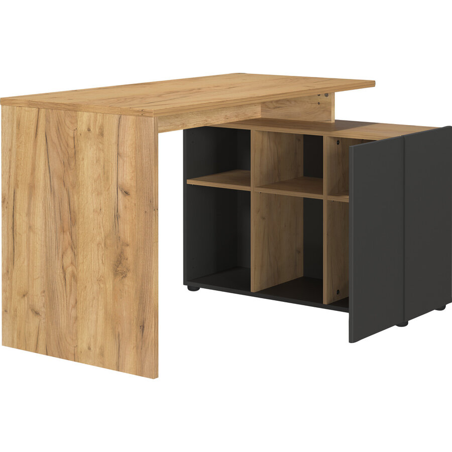 Adrano Hoekbureau met Kast Grafiet/Eiken Adrano Hoekbureau met Kast Grafiet/Eiken