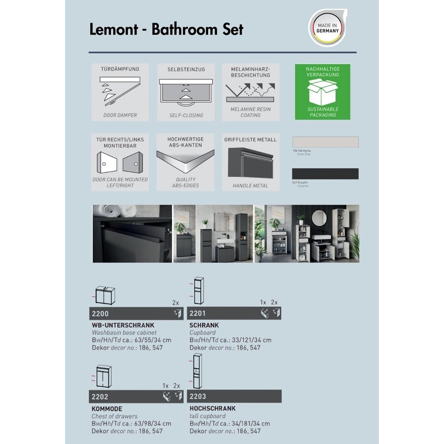 Lemont Grafiet Badkamerkast Lemont Grafiet Badkamerkast