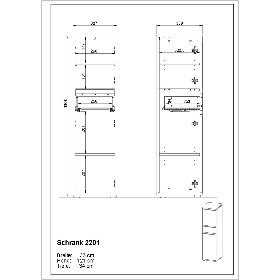 Lemont Grafiet Badkamerkast Slim H121 cm Lemont Grafiet Badkamerkast Slim H121 cm