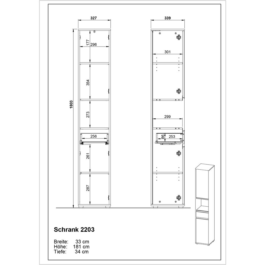 Lemont Grafiet Badkamerkast Slim H181 cm Lemont Grafiet Badkamerkast Slim H181 cm