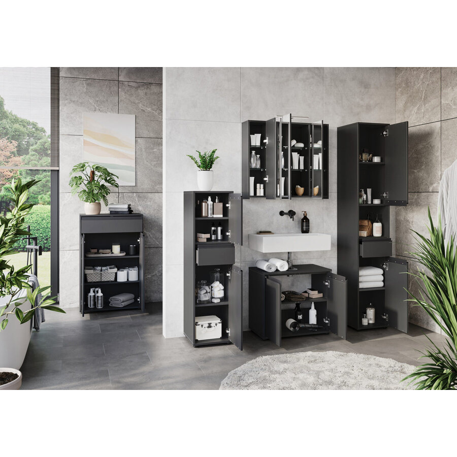 Lemont Grafiet Badkamerkast Slim H121 cm Lemont Grafiet Badkamerkast Slim H121 cm