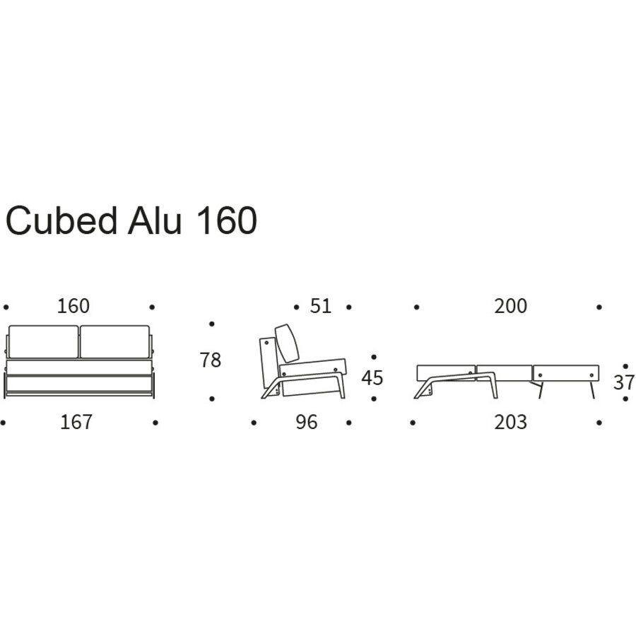 Cubed 160 cm Slaapbank Rood / Aluminium Cubed 160 cm Slaapbank Rood / Aluminium