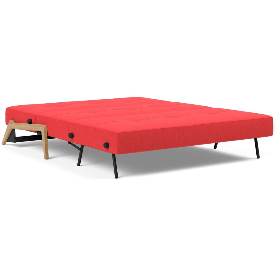 Cubed 160 cm Slaapbank Rood / Eiken Cubed 160 cm Slaapbank Rood / Eiken