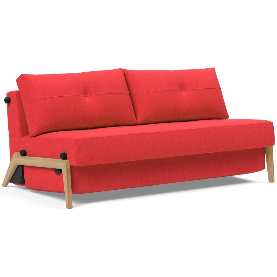 Cubed 160 cm Slaapbank Rood / Eiken Cubed 160 cm Slaapbank Rood / Eiken