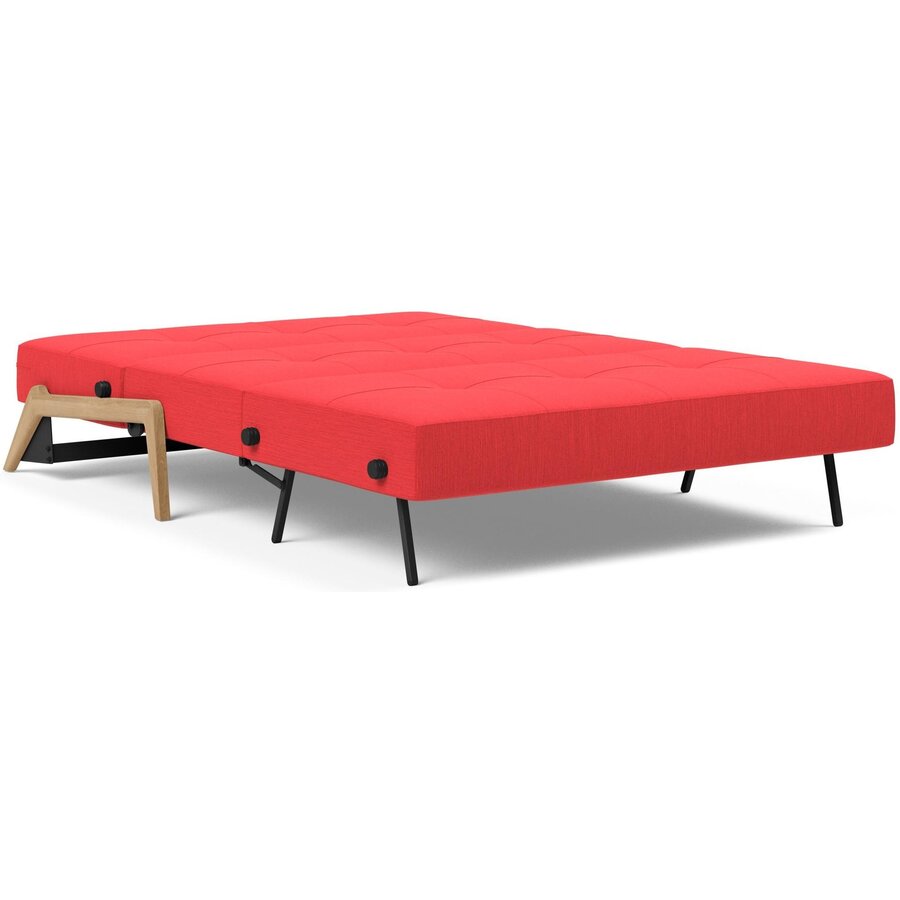 Cubed 140 cm Slaapbank Rood / Eiken Cubed 140 cm Slaapbank Rood / Eiken