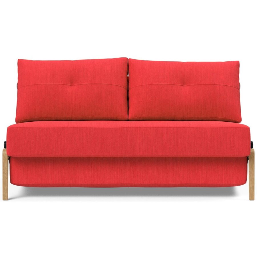 Cubed 140 cm Slaapbank Rood / Eiken Cubed 140 cm Slaapbank Rood / Eiken