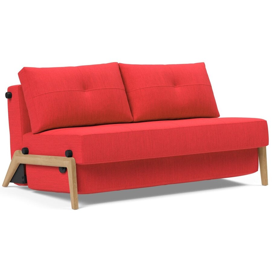 Cubed 140 cm Slaapbank Rood / Eiken Cubed 140 cm Slaapbank Rood / Eiken