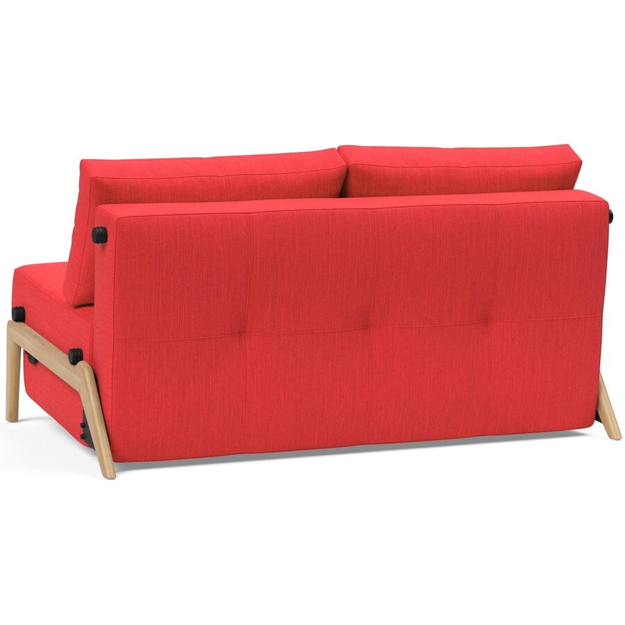 Cubed 140 cm Slaapbank Rood / Eiken Cubed 140 cm Slaapbank Rood / Eiken