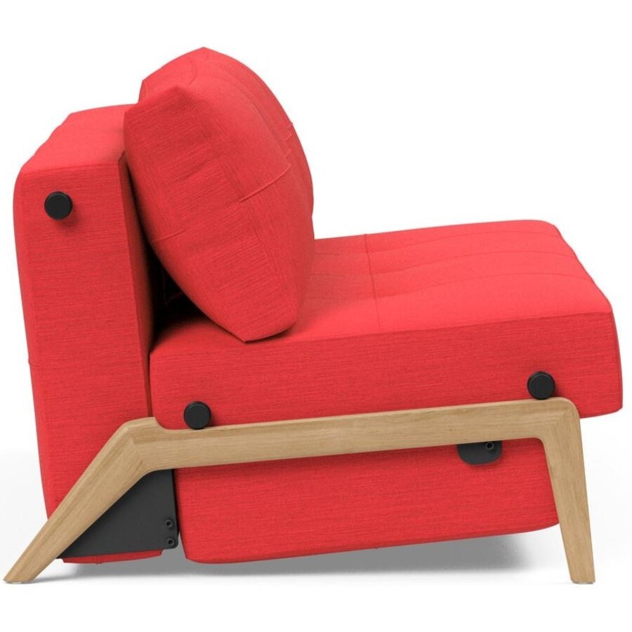 Cubed 140 cm Slaapbank Rood / Eiken Cubed 140 cm Slaapbank Rood / Eiken