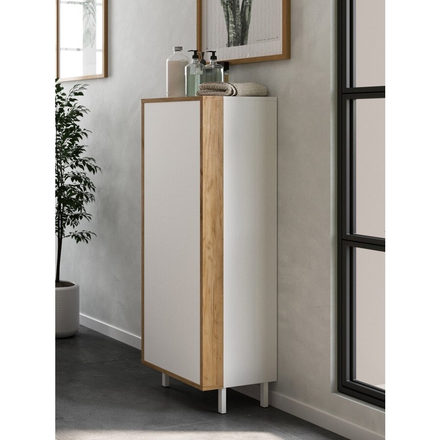 Topeka Wit / Eiken Badkamerkast Laag Topeka Wit / Eiken Badkamerkast Laag