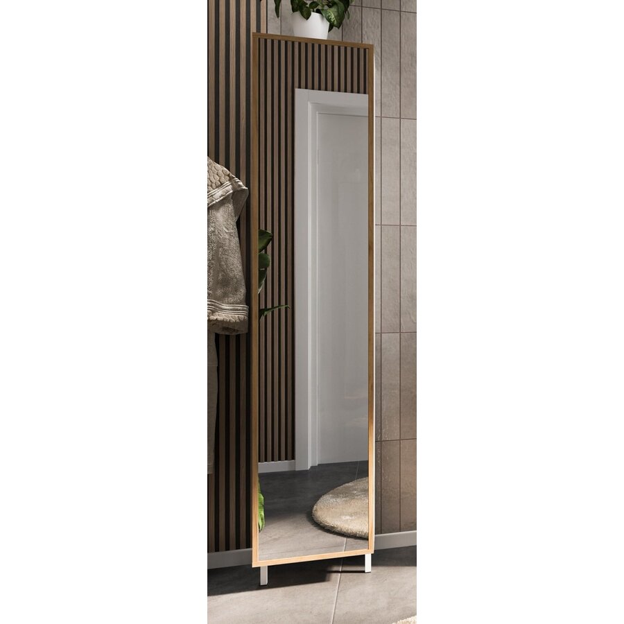 Topeka Wit / Eiken Badkamerkast met Spiegeldeur Topeka Wit / Eiken Badkamerkast met Spiegeldeur