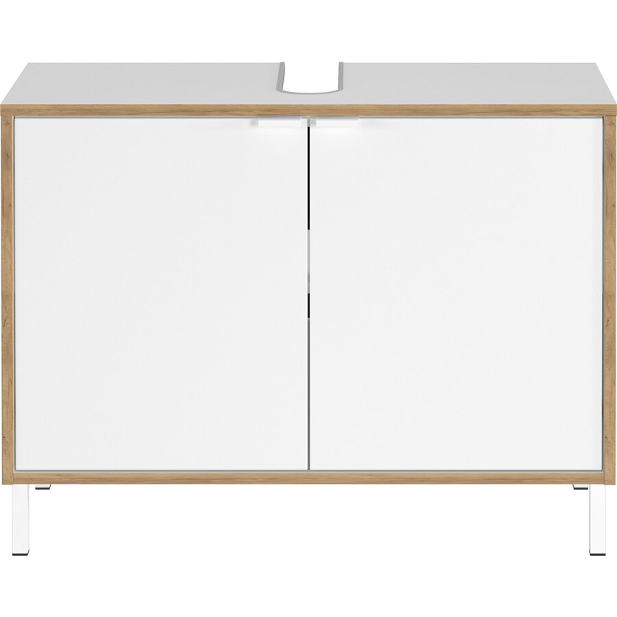 Topeka Wit / Eiken Badmeubel Set Een Topeka Wit / Eiken Badmeubel Set Een