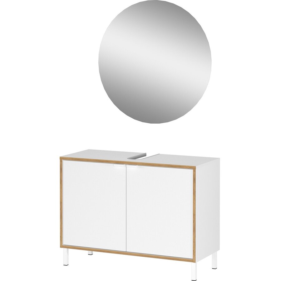 Topeka Wit / Eiken Badmeubel Set Een Topeka Wit / Eiken Badmeubel Set Een