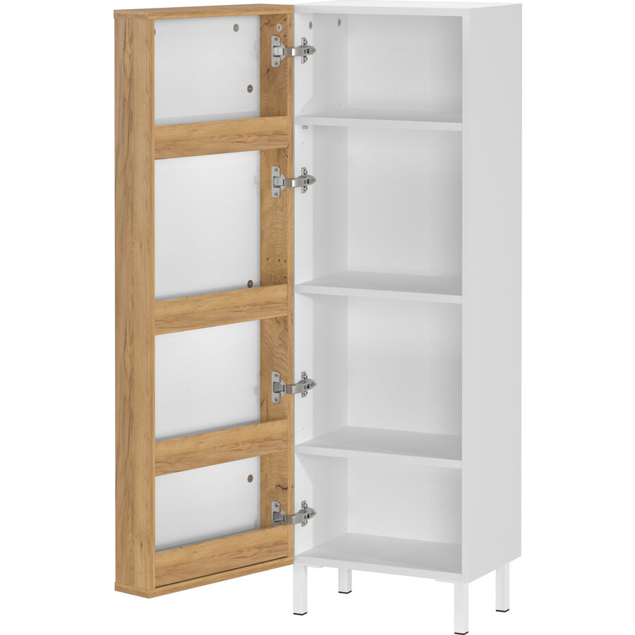 Topeka Wit / Eiken Badmeubel Set Drie Topeka Wit / Eiken Badmeubel Set Drie