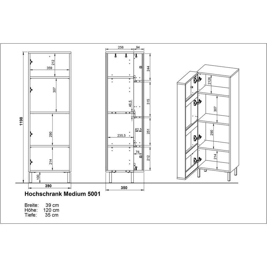 Topeka Wit / Eiken Badmeubel Set Drie Topeka Wit / Eiken Badmeubel Set Drie