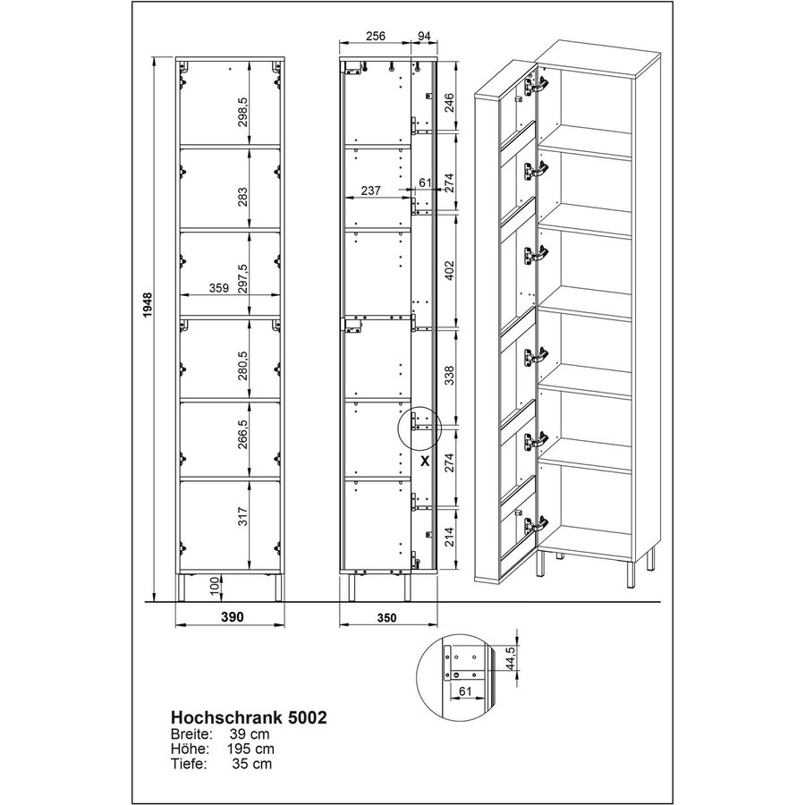 Topeka Wit / Eiken Badmeubel Set Drie Topeka Wit / Eiken Badmeubel Set Drie
