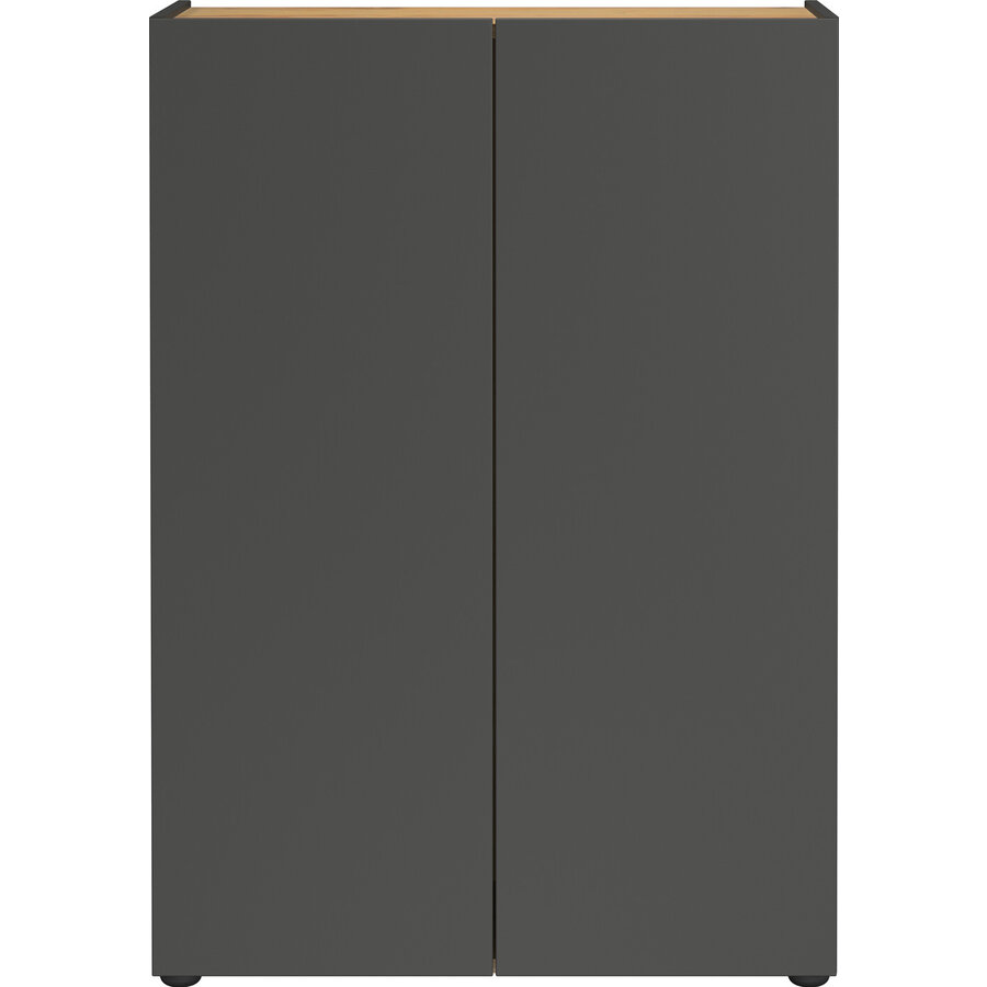 Alviano Grafiet / Eiken Schoenenkast 2-Deuren