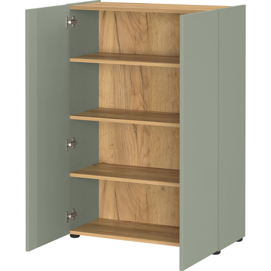 Alviano Taupe Groen / Eiken Halmeubelset Drie