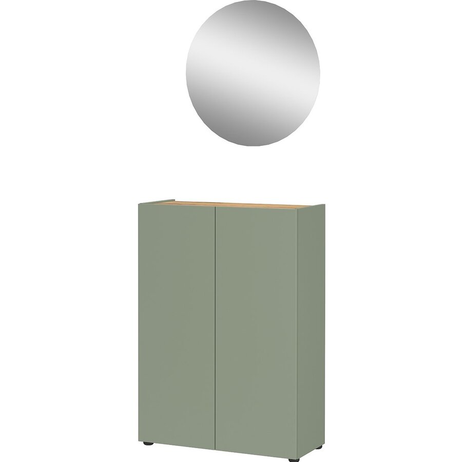 Alviano Taupe Groen / Eiken Halmeubelset Drie