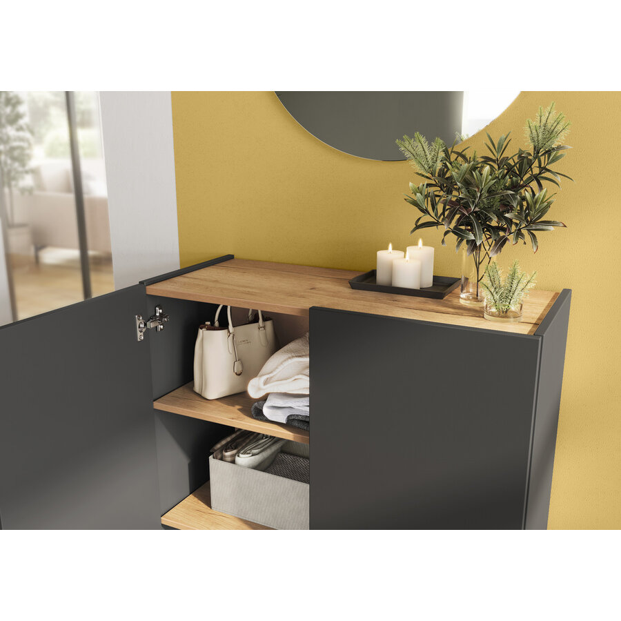 Alviano Grafiet / Eiken Halmeubelset Een