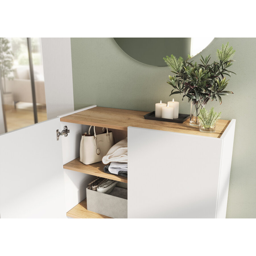 Alviano Wit / Eiken Halmeubelset Drie Alviano Wit / Eiken Halmeubelset Drie