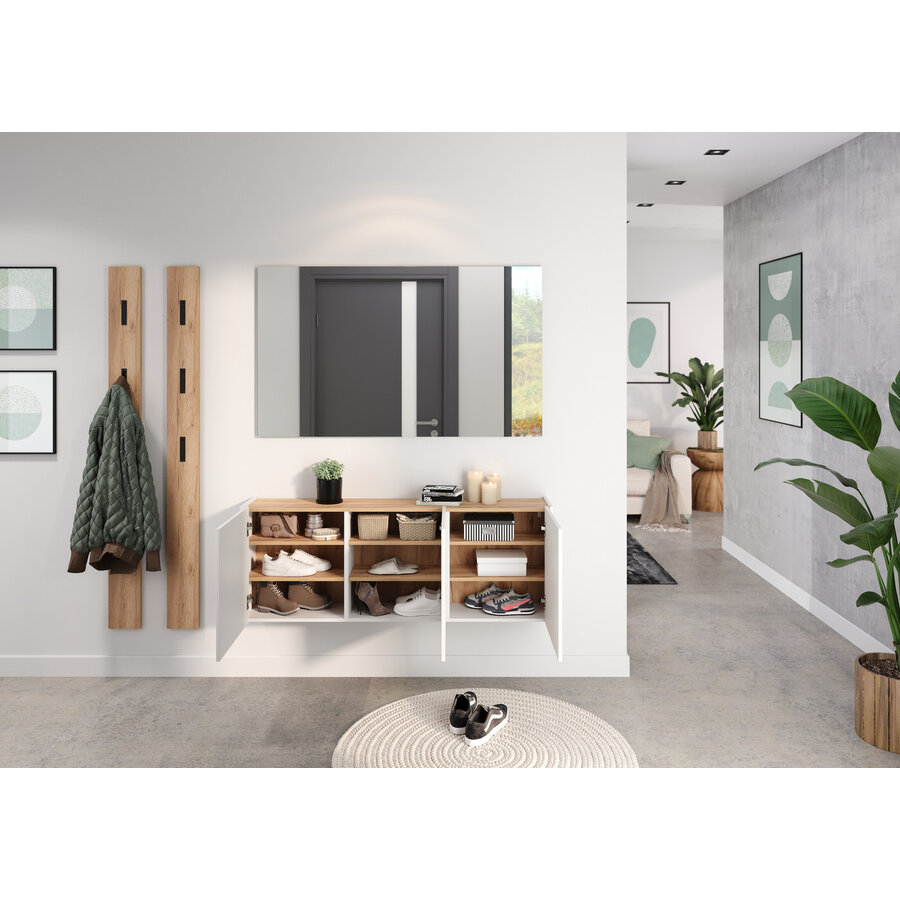 Libbiano Wit / Eiken Multifunctionele Wandkast H52 cm Libbiano Wit / Eiken Multifunctionele Wandkast H52 cm