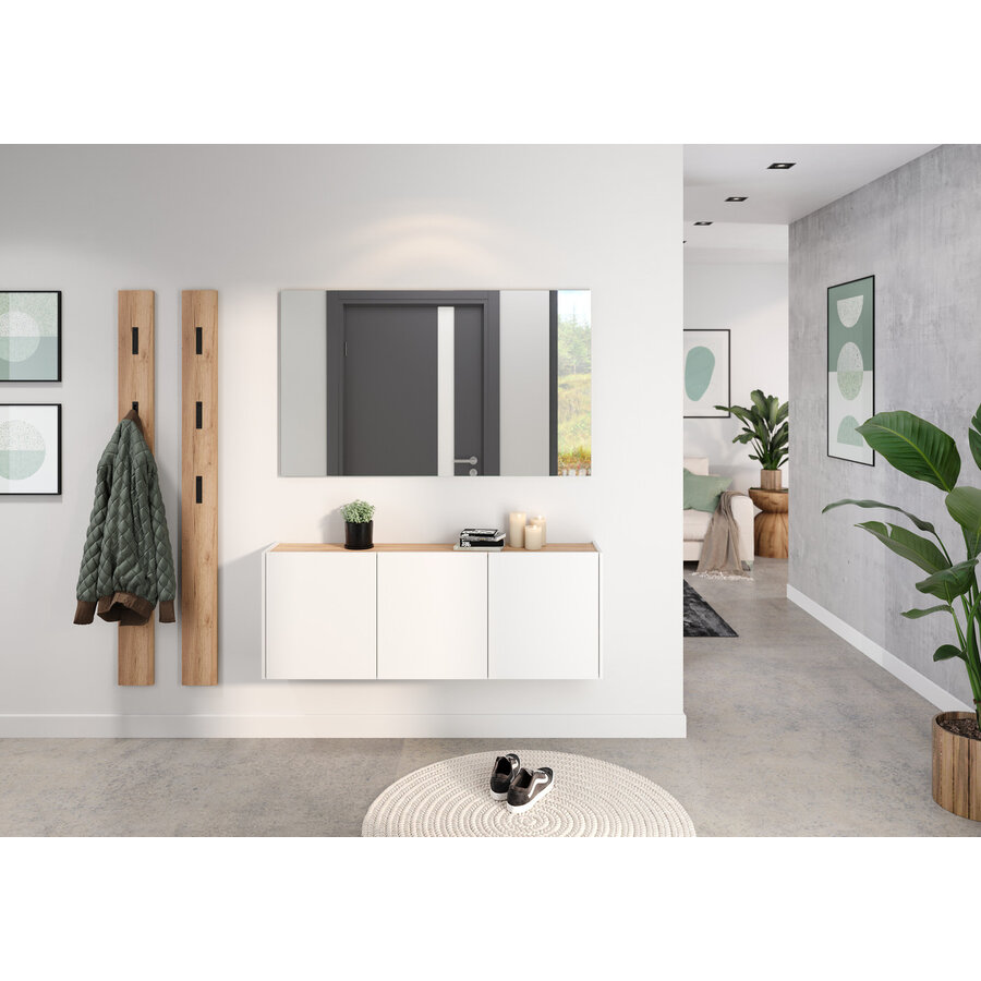 Libbiano Wit / Eiken Multifunctionele Wandkast H52 cm Libbiano Wit / Eiken Multifunctionele Wandkast H52 cm