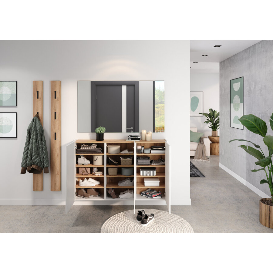 Libbiano Wit / Eiken Multifunctionele Wandkast H87 cm Libbiano Wit / Eiken Multifunctionele Wandkast H87 cm