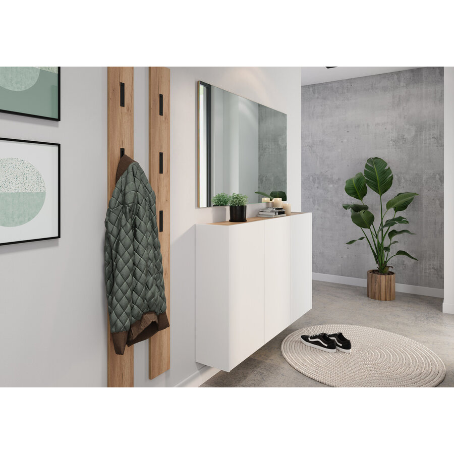 Libbiano Wit / Eiken Multifunctionele Wandkast H87 cm Libbiano Wit / Eiken Multifunctionele Wandkast H87 cm
