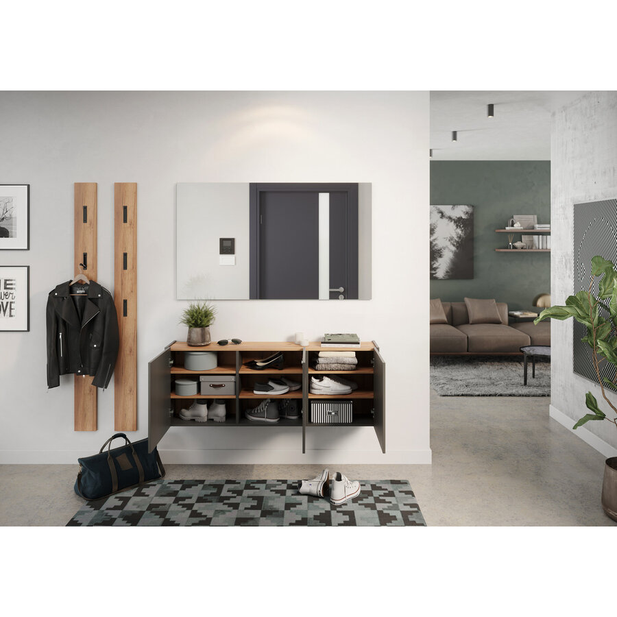 Libbiano Grafiet / Eiken Multifunctionele Wandkast H52 cm