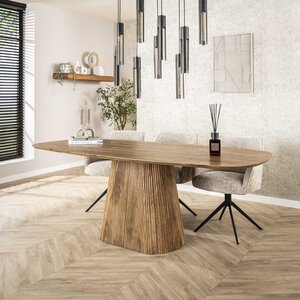 Davidi Design Wave Ovale Eettafel Mango Hout met Centrale Poot
