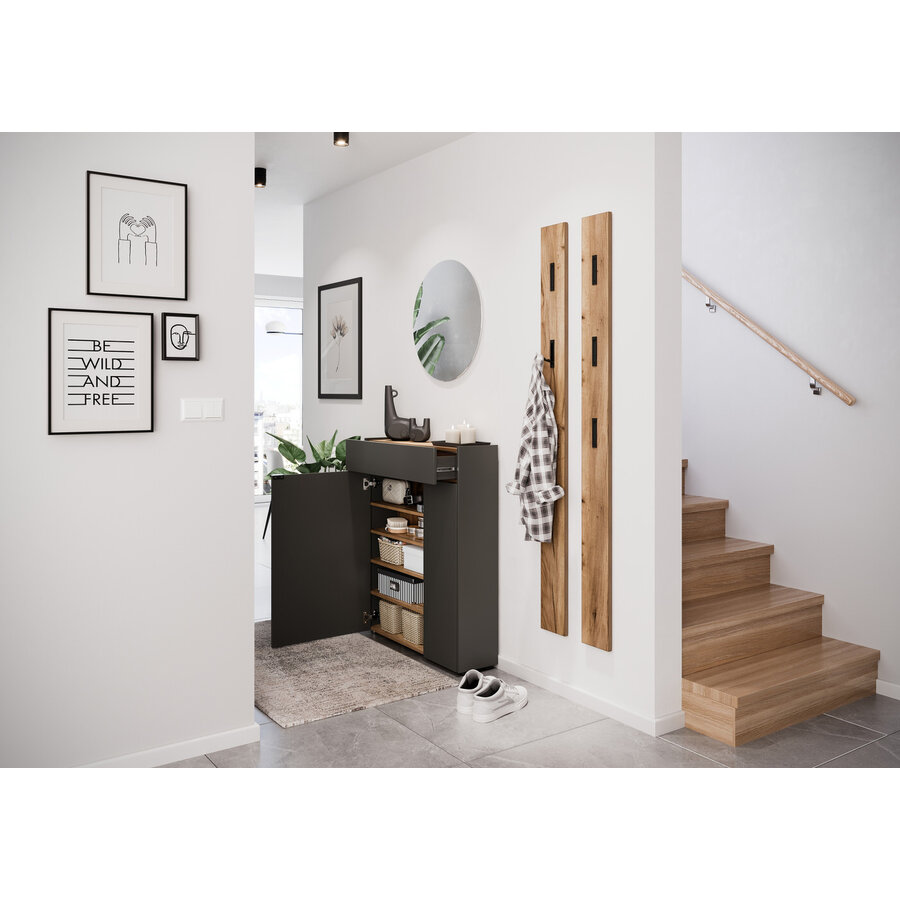 Ameca Grafiet / Eiken Halmeubelset Drie Ameca Grafiet / Eiken Halmeubelset Drie